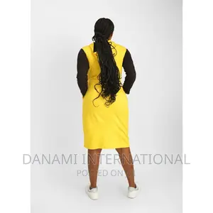 Danami Yellow and Black Contrast Women’S Hooded Dress Gown