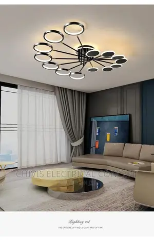 Modern 2022 Led Ceiling Chandelier Black Gold Minimalist