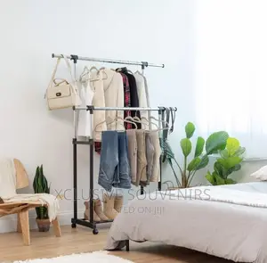 Adjustable and Extendable Double Rod Garment Rack