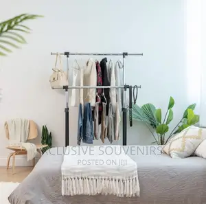 Adjustable and Extendable Double Rod Garment Rack