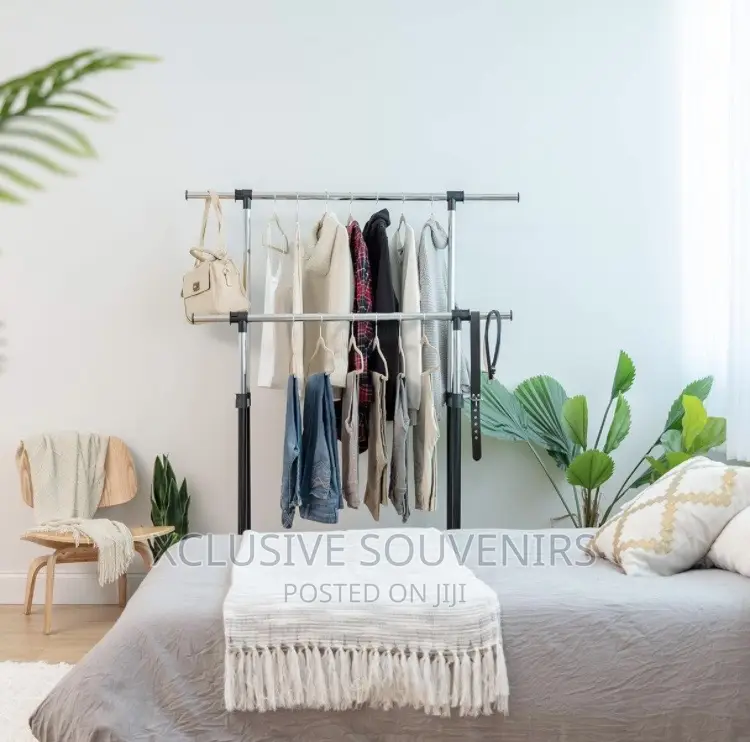 Adjustable and Extendable Double Rod Garment Rack