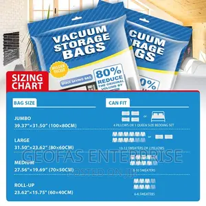Vacuum Storage Bags (3 Pack Medium,Large,Jumbo)