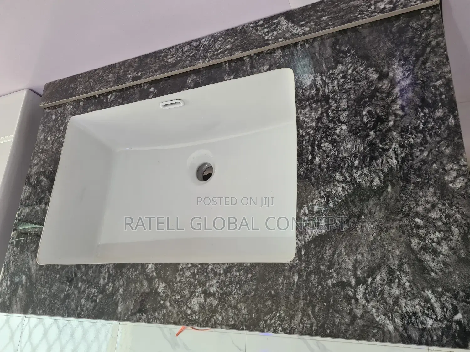 Marble Top Cabinet Basin With Shelf Led Sensor Mirror