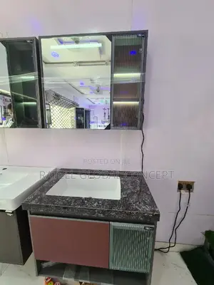 Marble Top Cabinet Basin With Shelf Led Sensor Mirror