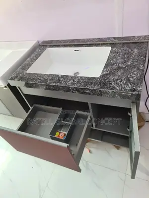 Marble Top Cabinet Basin With Shelf Led Sensor Mirror