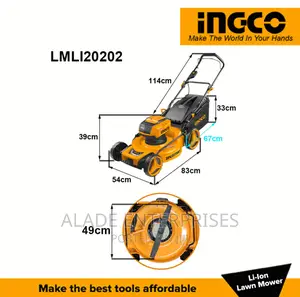 Lmli20202 Ingco 40v Lithium-ion Lawn Mower Complete Set