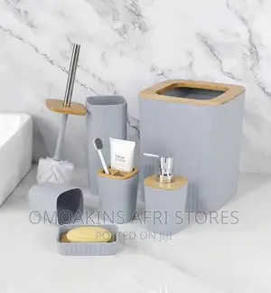 6pcs Bathroom Set,With Bamboo Top.