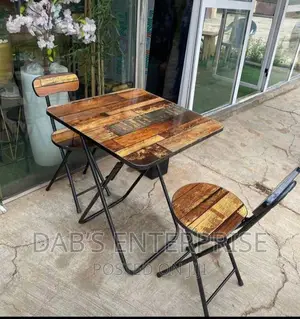 Faux Marble Foldable Chair and Table