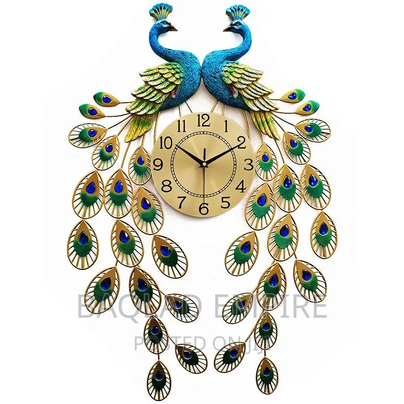 Double Head Peacock Wall Clock