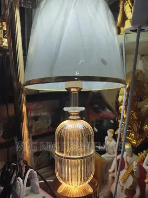 Gold Glass Base Table Lamp White Finish Shade