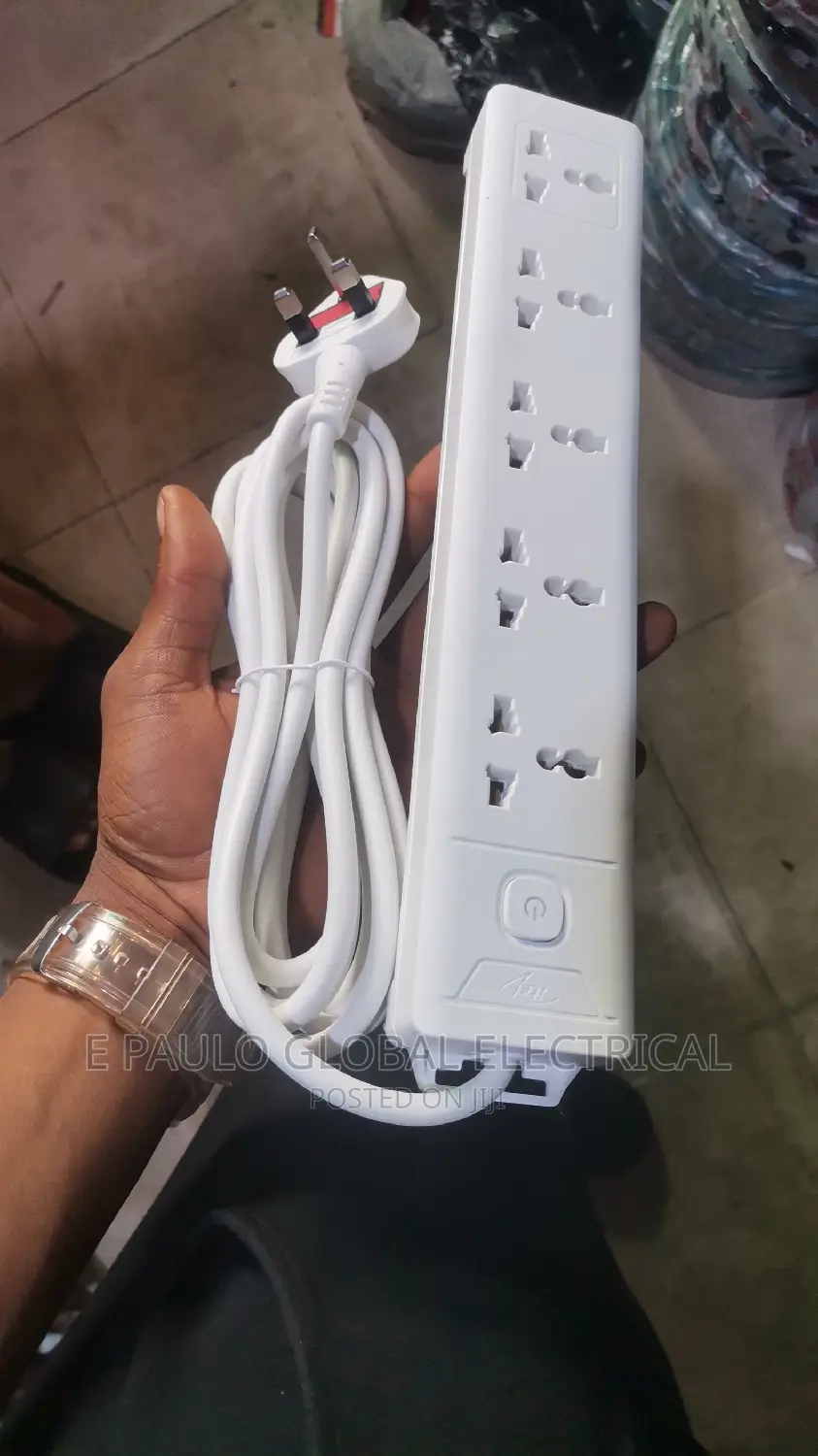 5ways White Extension Socket With Swtich