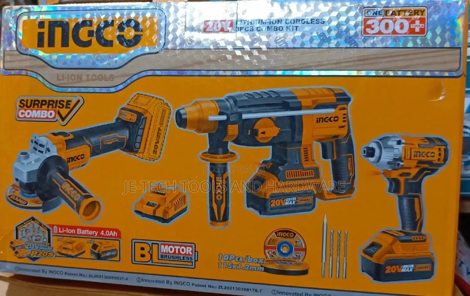 Ingco Cordless Combo Kit Set - 3pcs - 20v