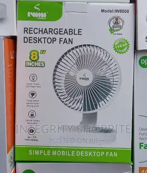 Iwin Energy Rechargeable Table Fan + Led Light - 8inches