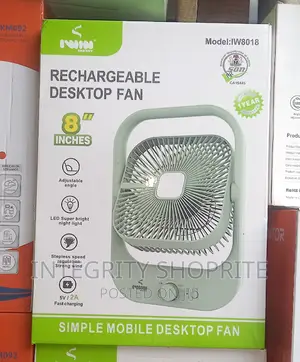 Iwin 8 Inches Table Fan Rechargeable