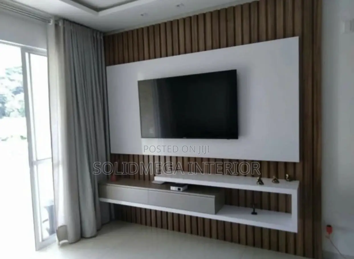 Solid Interior Full Wall Tv Stand