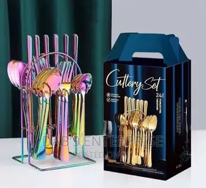 Rainbow Cutlery Set With Stand 24pcs