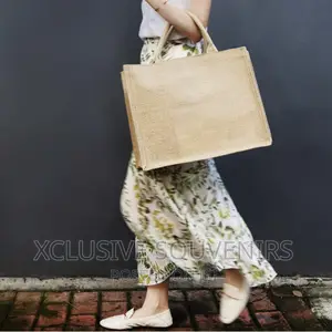 12pcs Large Reusable Jute Canvas Gift Bags With Handle