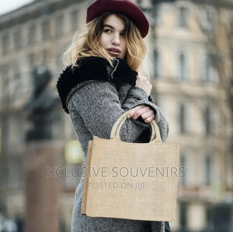 12pcs Medium Reusable Jute Canvas Gift Bags With Handle