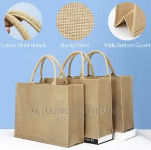 12pcs Medium Reusable Jute Canvas Gift Bags With Handle