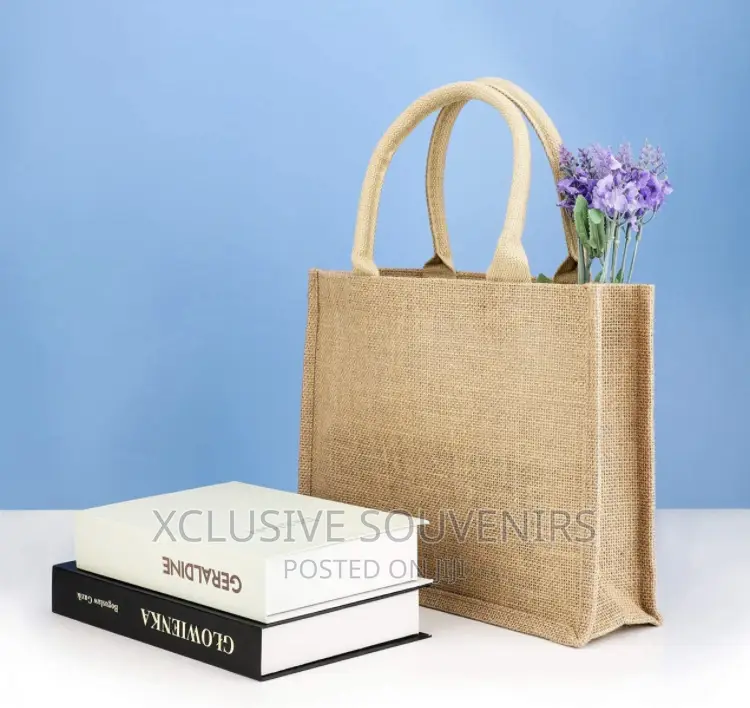 12pcs Medium Reusable Jute Canvas Gift Bags With Handle