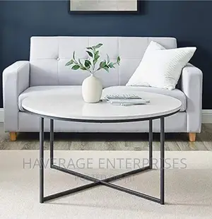 Marble Cora Round Coffee Table With X-Base,