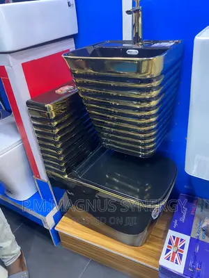 England Standard Black and Gold Design Toilet.