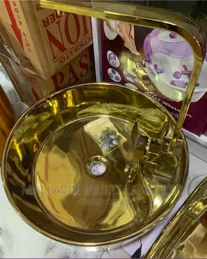 Gold Ceramic Pedicure Bowl With Faucets