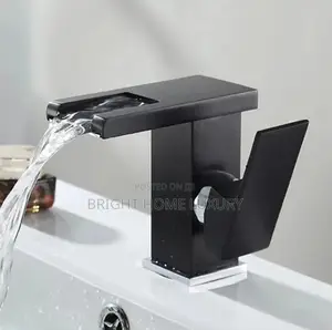 Black Short Waterfall Basin Mixer Tap
