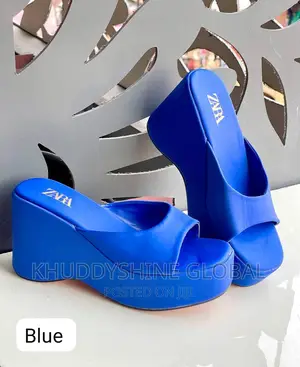 Zara New Summer Slipper Chunky High Heels Slip on Slides