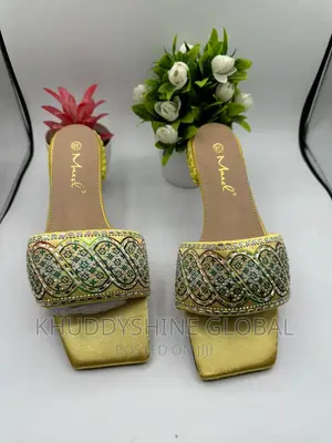 Open-Toe Crystal Studded Slippers