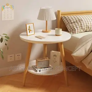2 Steps Small Round Wood Modern Sofa Side Corner Tea Table
