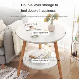 2 Steps Small Round Wood Modern Sofa Side Corner Tea Table