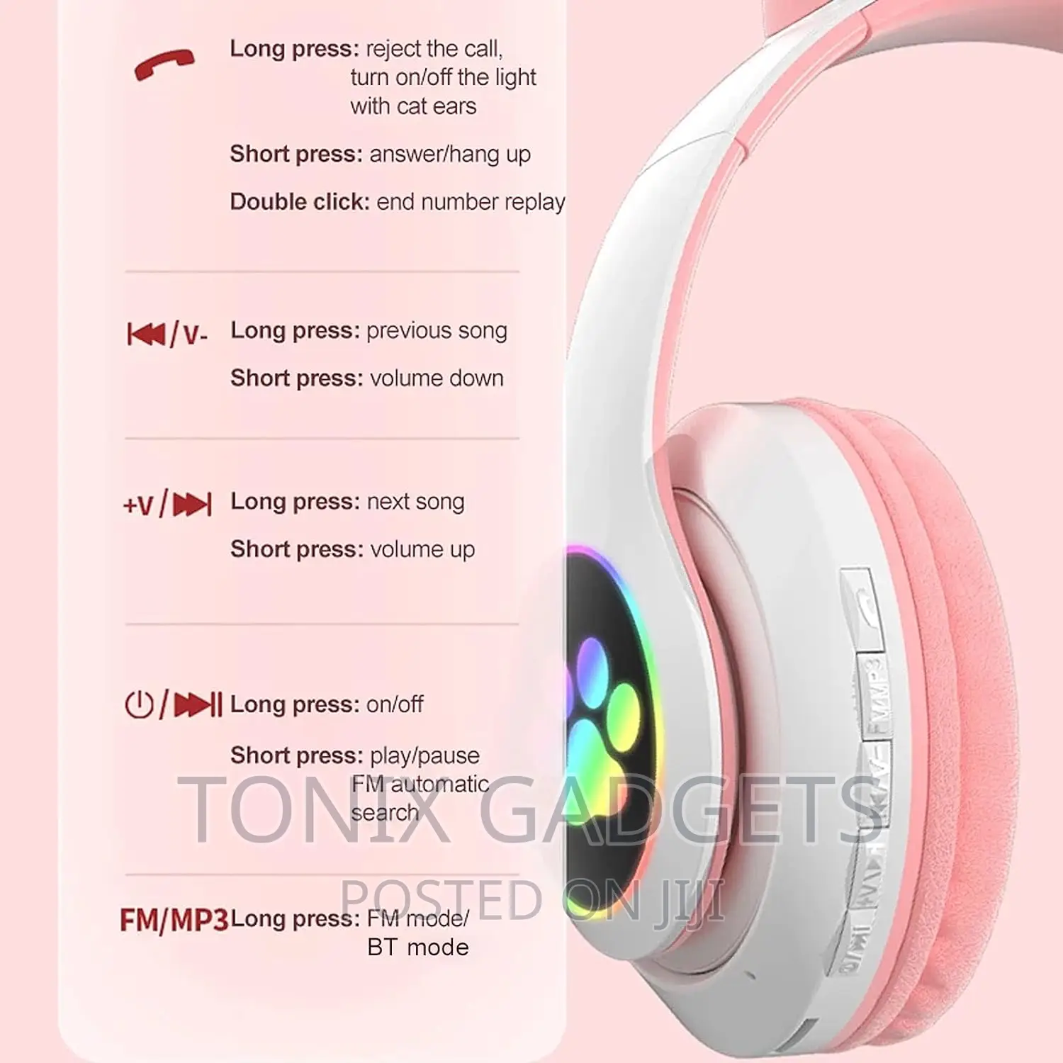 Glowing Wireless Cat Ear Headphones