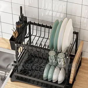 2 Tier Dish Drying Rack With Cup Holder