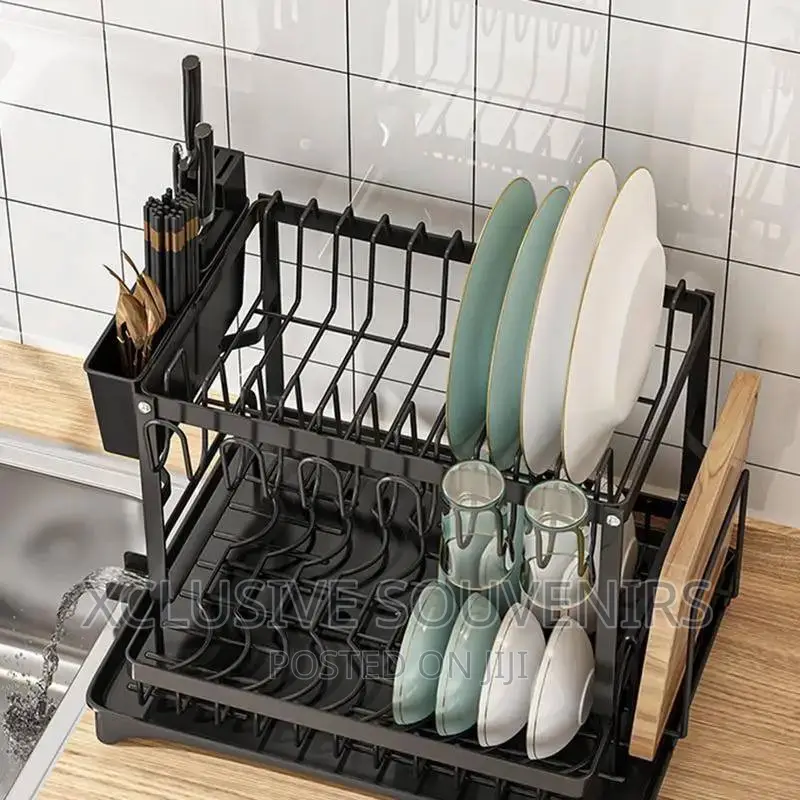 2 Tier Dish Drying Rack With Cup Holder