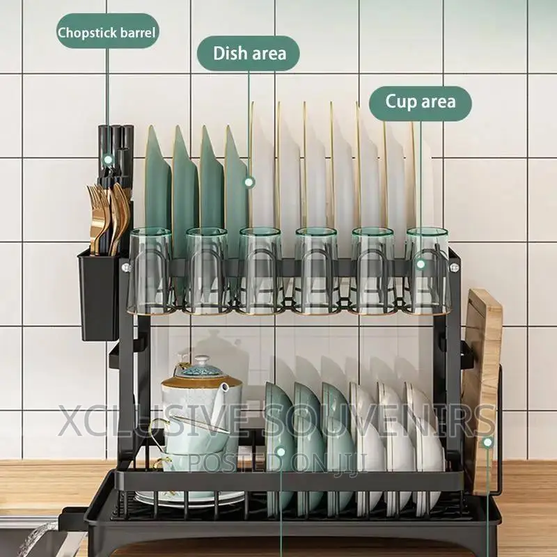 2 Tier Dish Drying Rack With Cup Holder