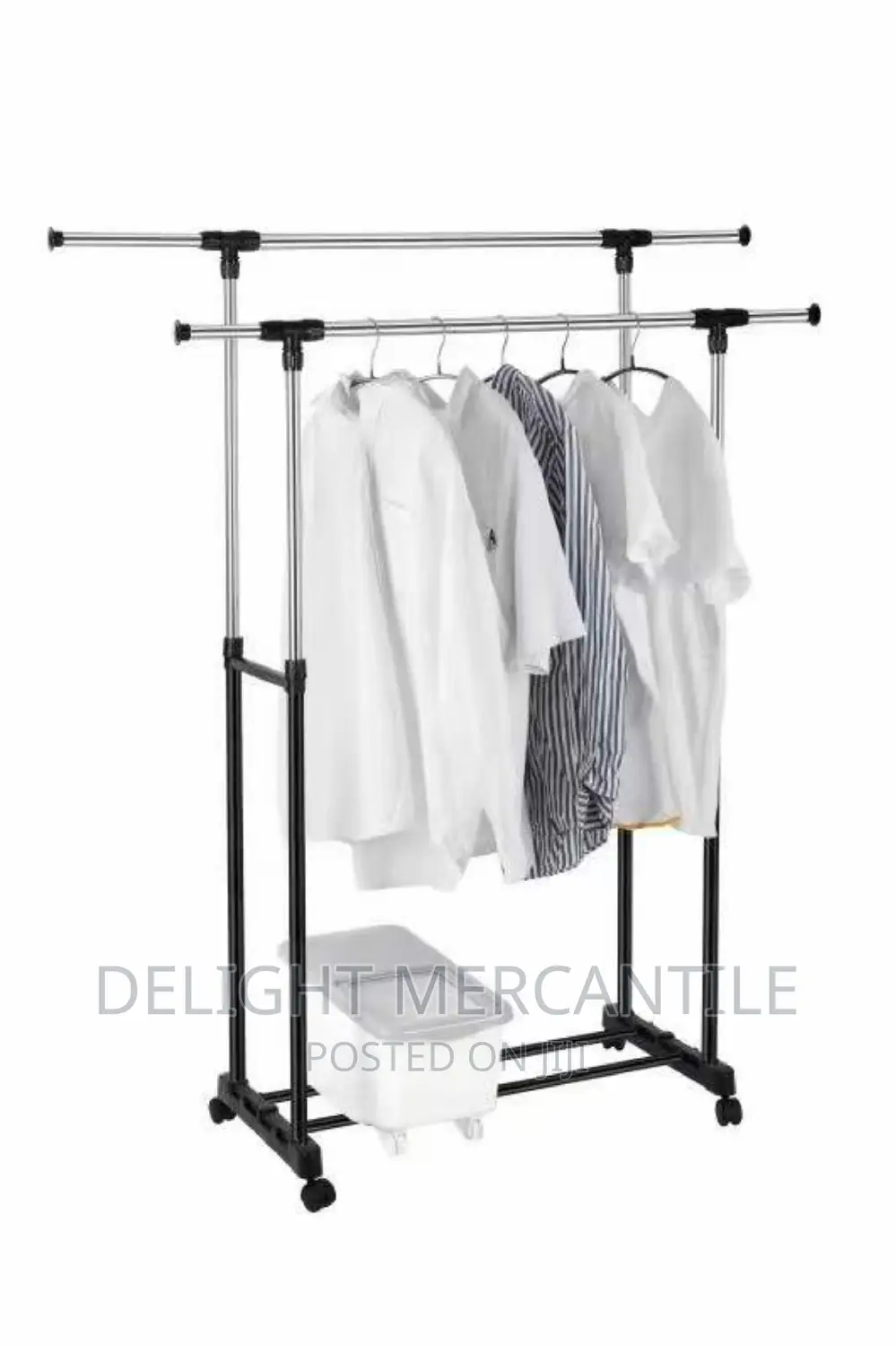 Movable Double Pole Cloth Hanger With Extension