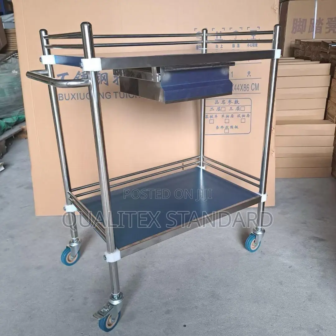 Two Step Instrument Trolley With Drawer