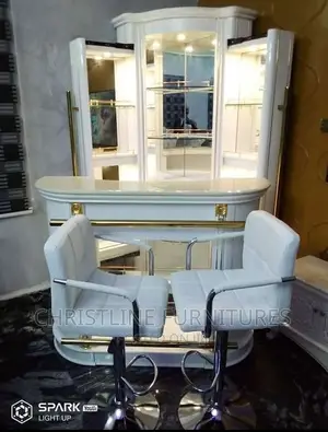 Quality Bar Cart and Two Side Stool