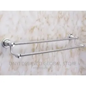Stainless Steel Double Rail Towel Hanger - Silver