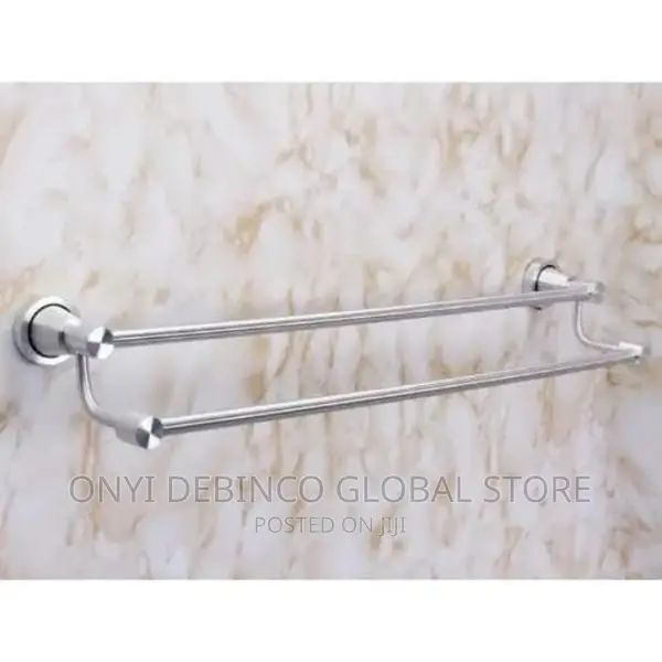 Stainless Steel Double Rail Towel Hanger - Silver