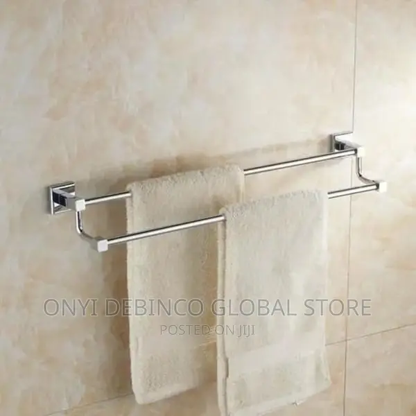 Stainless Steel Double Rail Towel Hanger - Silver