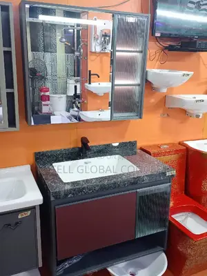 Marble Top Cabinet Basin With Shelf Led Sensor Mirror
