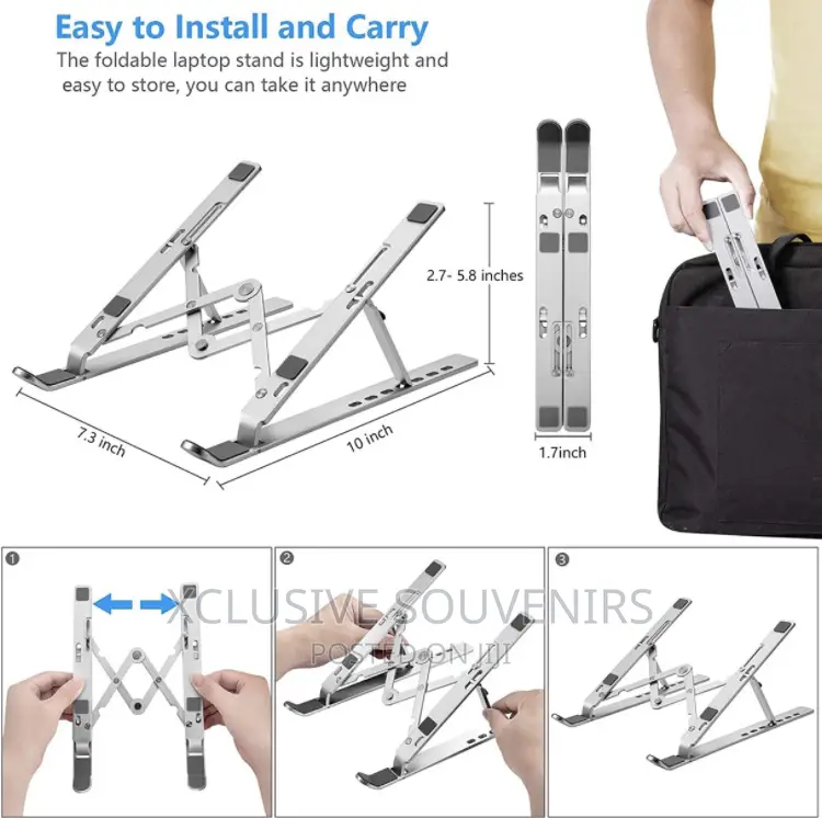 Adjustable Aluminum Foldable Laptop Stand With Pouch