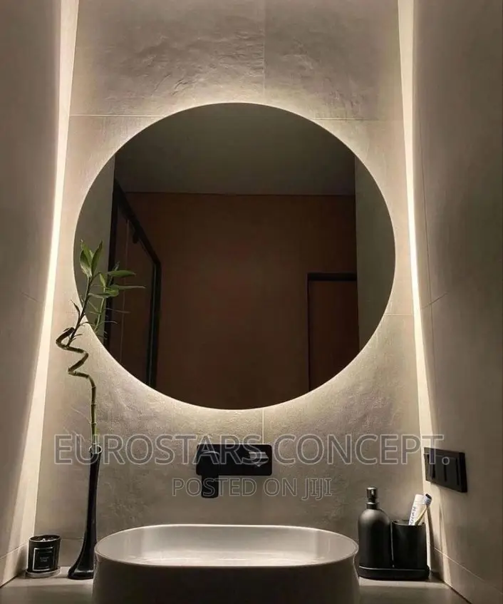 Round Shape Plain Mirror With Back LED Lights