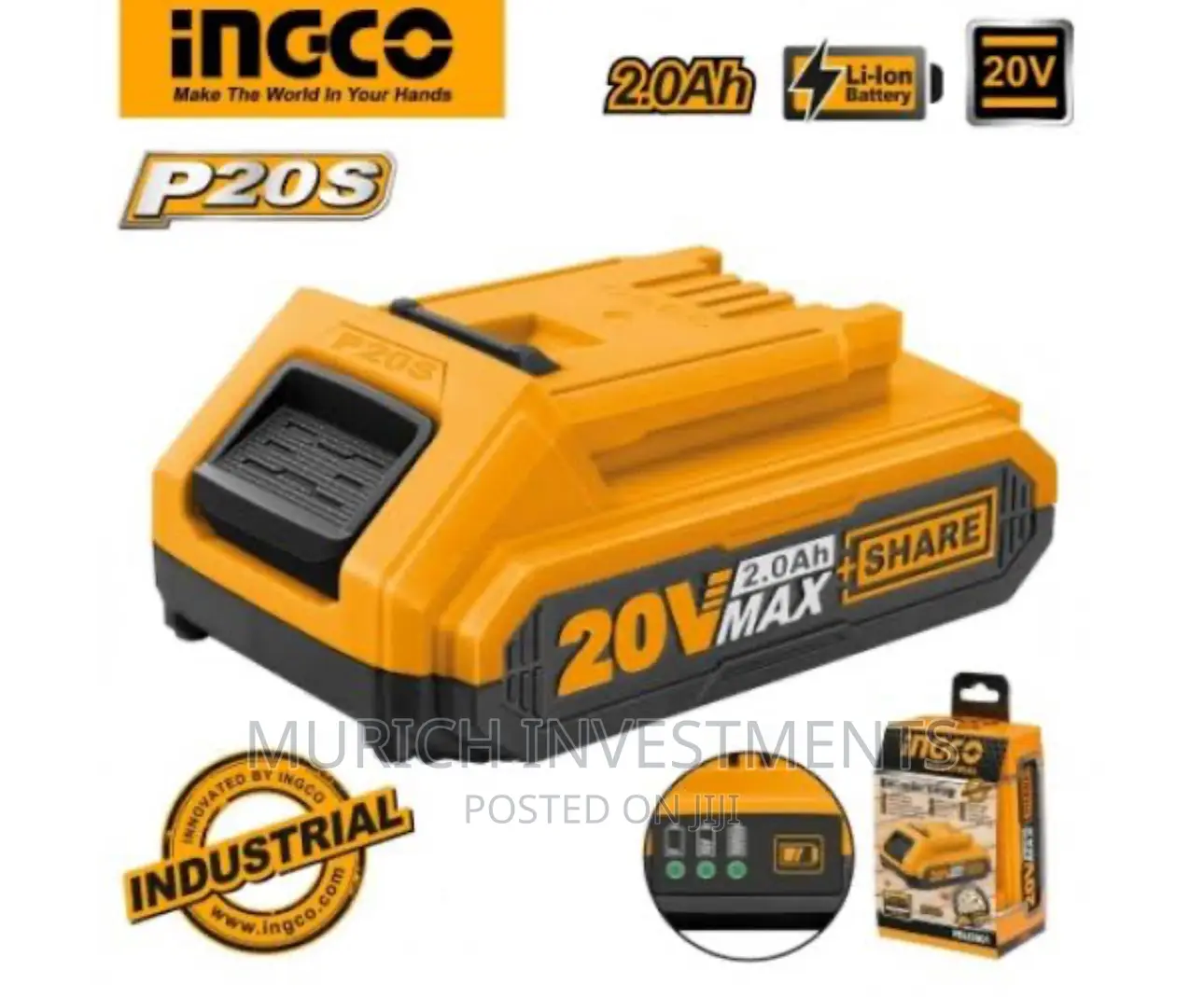 Ingco 20v Lithium-Ion Battery Pack 2A