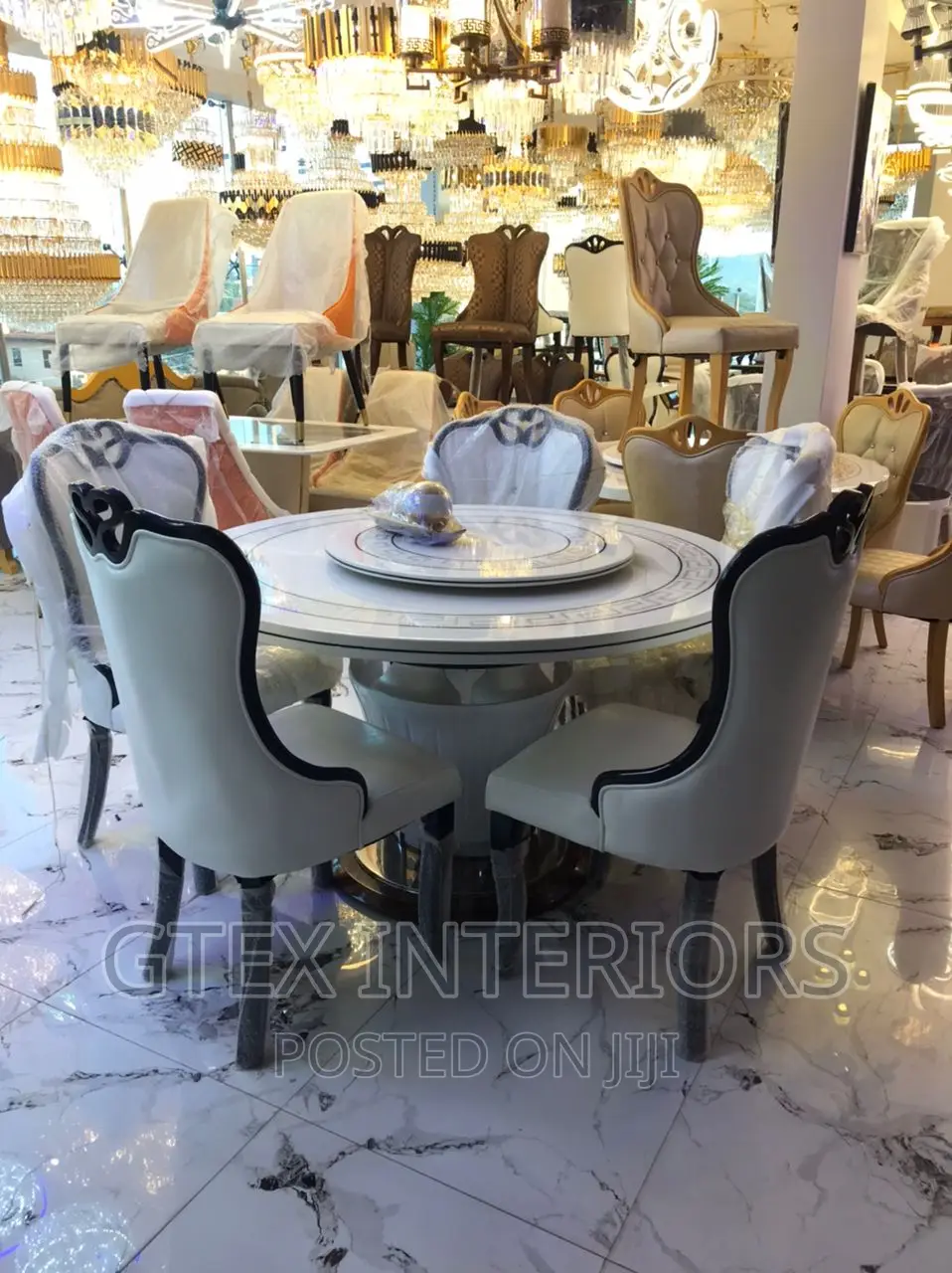 Round Marble Dinning Table Set