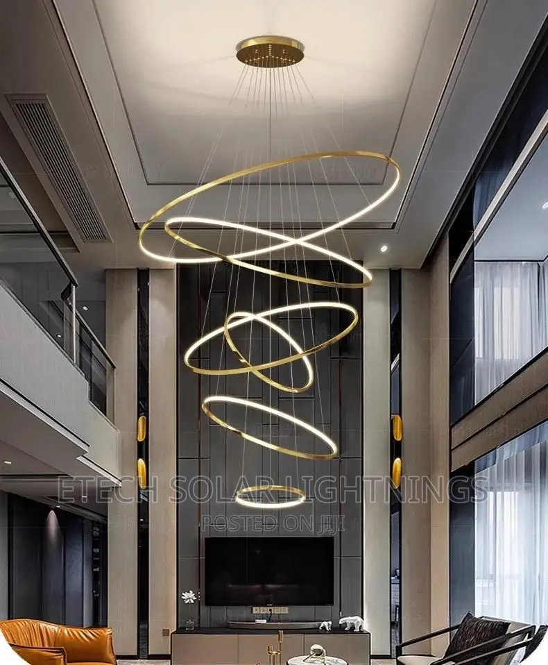 New Luxury Duplex Stair's Ring Dropping Chandelier Light