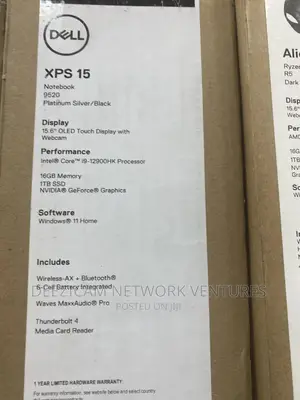 New Laptop Dell XPS 15 16GB Intel Core I9 SSD 1T