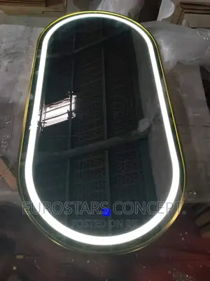 Gold Frame Oval LED Lights Mirror